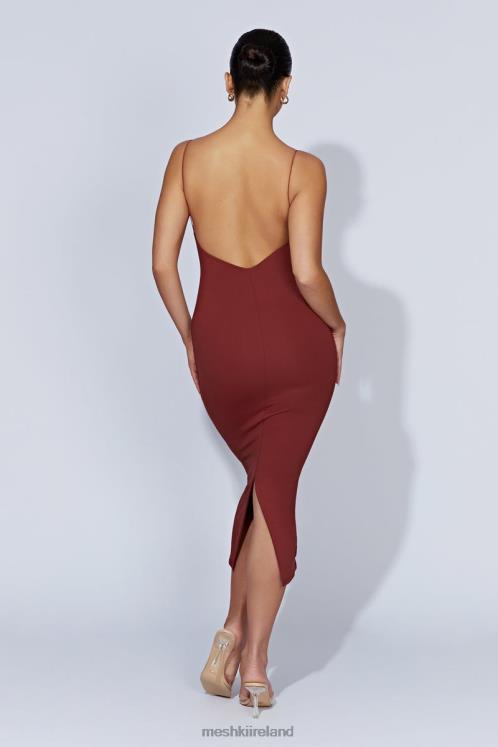 Meshki Lexia Scoop Low Neck Midi Dress Clothing Cherry Chocolate 6DX22551