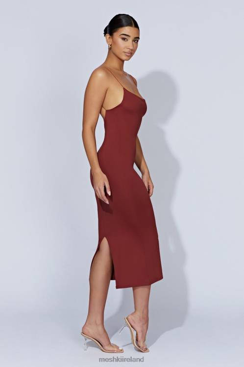 Meshki Lexia Scoop Low Neck Midi Dress Clothing Cherry Chocolate 6DX22551