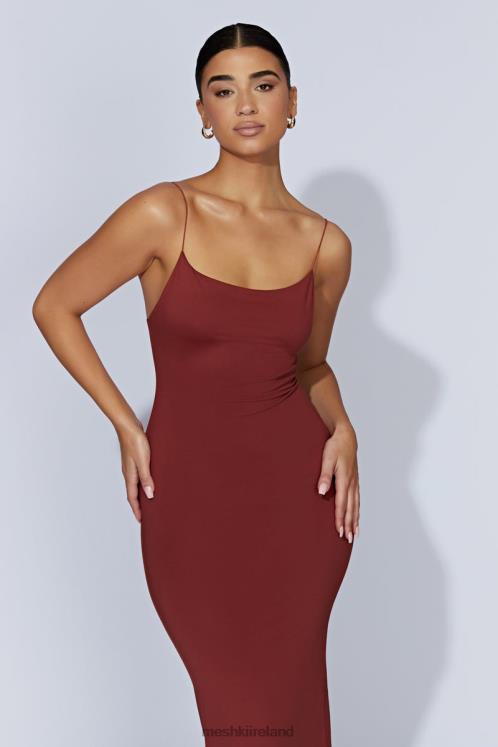 Meshki Lexia Scoop Low Neck Midi Dress Clothing Cherry Chocolate 6DX22551