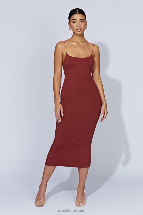 Meshki Lexia Scoop Low Neck Midi Dress Clothing Cherry Chocolate 6DX22551