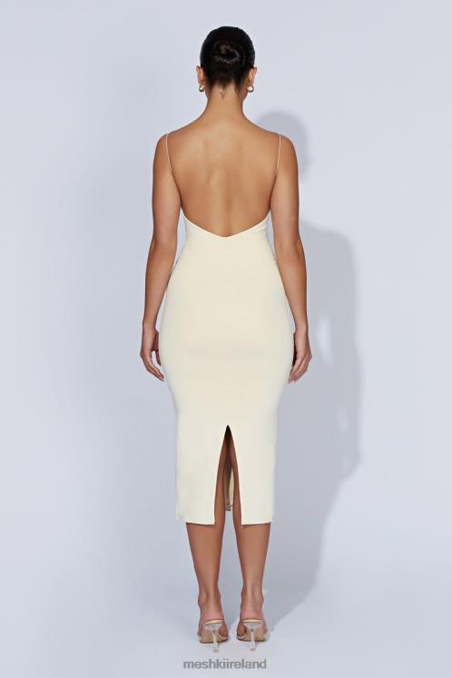 Meshki Lexia Scoop Low Neck Midi Dress Clothing Cream 6DX22577