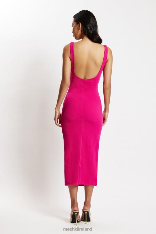 Meshki Maria Crepe Square Neck Midi Dress Clothing Fuchsia 6DX22537