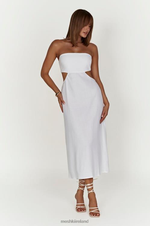 Meshki Marlow Linen Midi Dress Clothing White 6DX22564