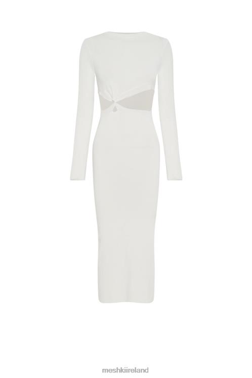 Meshki Mila Twist Front Knit Midi Dress Clothing White 6DX22455