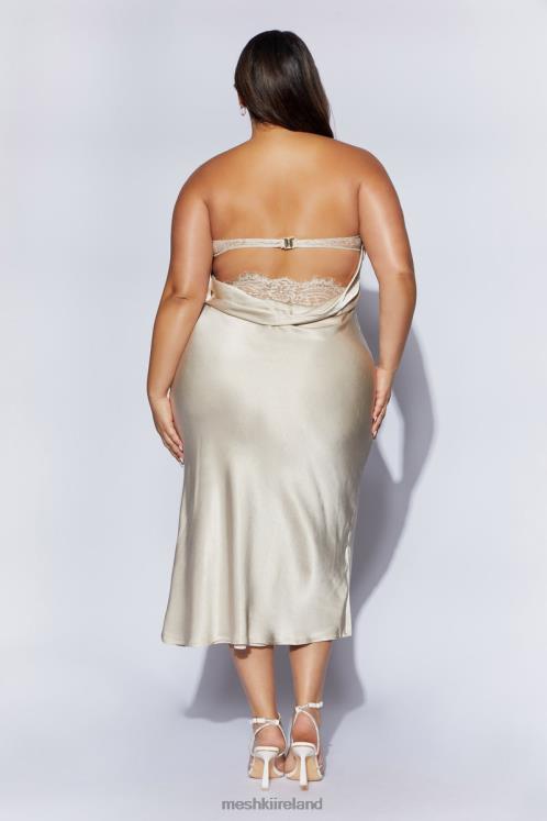 Meshki Mischa Strapless Midi Dress With Lace Detailing Clothing Champagne 6DX2231