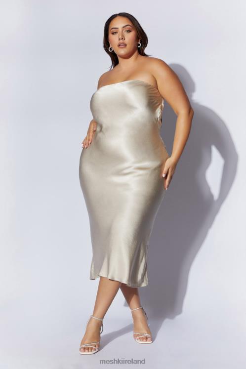 Meshki Mischa Strapless Midi Dress With Lace Detailing Clothing Champagne 6DX2231