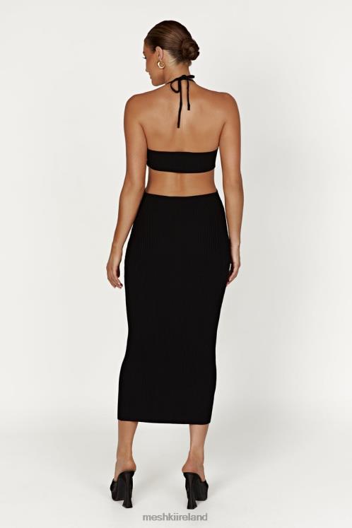 Meshki Morgan Halter Knit Midi Dress Clothing Black 6DX22491