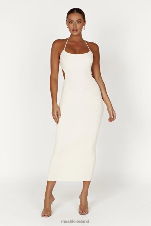 Meshki Morgan Halter Knit Midi Dress Clothing Cream 6DX22401
