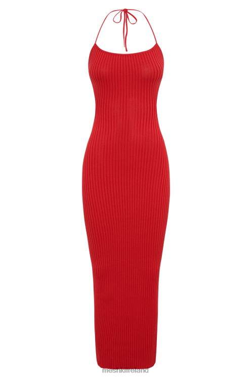 Meshki Morgan Halter Knit Midi Dress Clothing Red 6DX22360