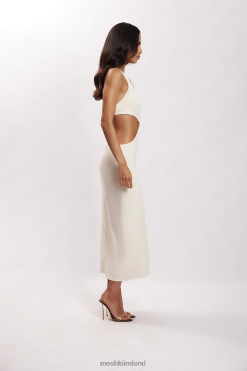 Meshki Natalie Halter Neck Cut Out Midi Dress Clothing Bone 6DX22720