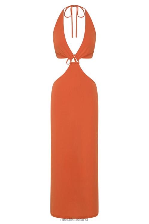 Meshki Natalie Halter Neck Cut Out Midi Dress Clothing Burnt Orange 6DX22714