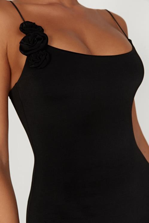 Meshki Nevaeh Rose Midi Dress Clothing Black 6DX22219