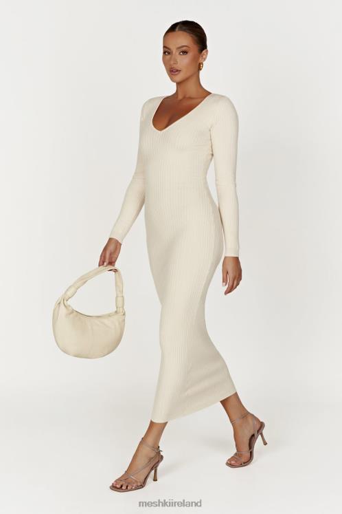 Meshki Nina Long Sleeve Knit Midi Dress Clothing Cream 6DX22456