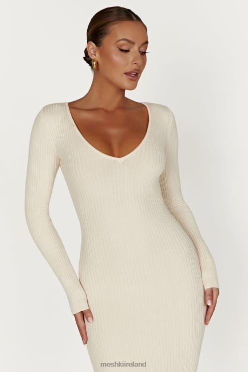 Meshki Nina Long Sleeve Knit Midi Dress Clothing Cream 6DX22456