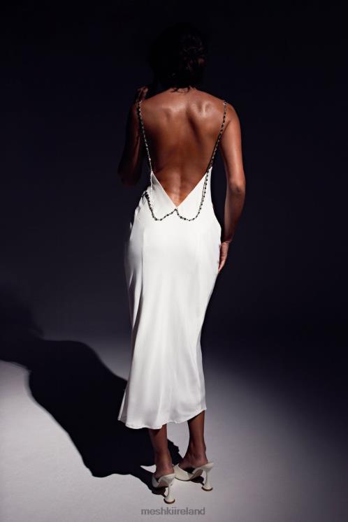 Meshki Rasta Cowl Neck Diamante Strap Midi Dress Clothing White 6DX22534