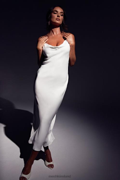 Meshki Rasta Cowl Neck Diamante Strap Midi Dress Clothing White 6DX22534