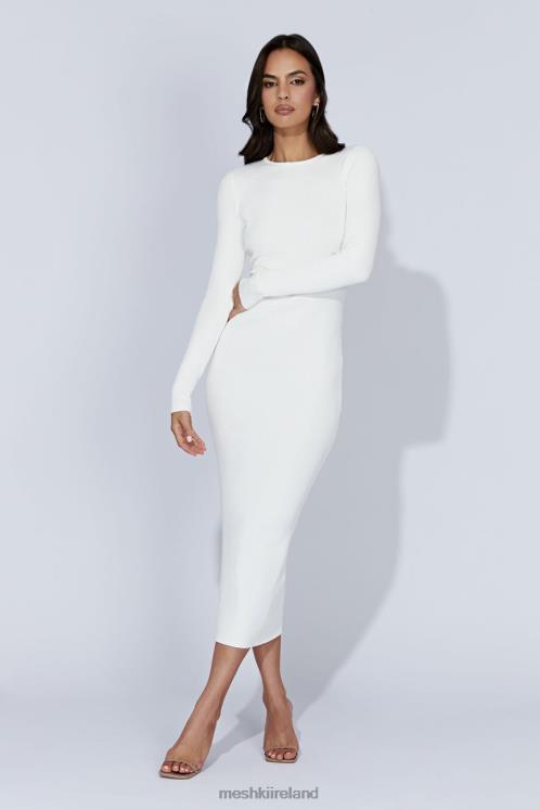 Meshki Rowen Long Sleeve Midi Dress Clothing White 6DX22425