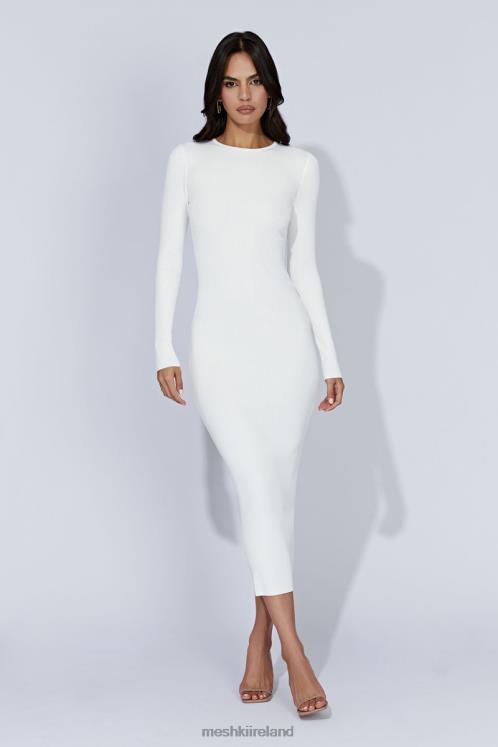 Meshki Rowen Long Sleeve Midi Dress Clothing White 6DX22425