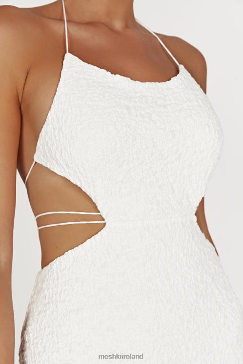 Meshki Sakura Textured Midi Dress Clothing White 6DX22498