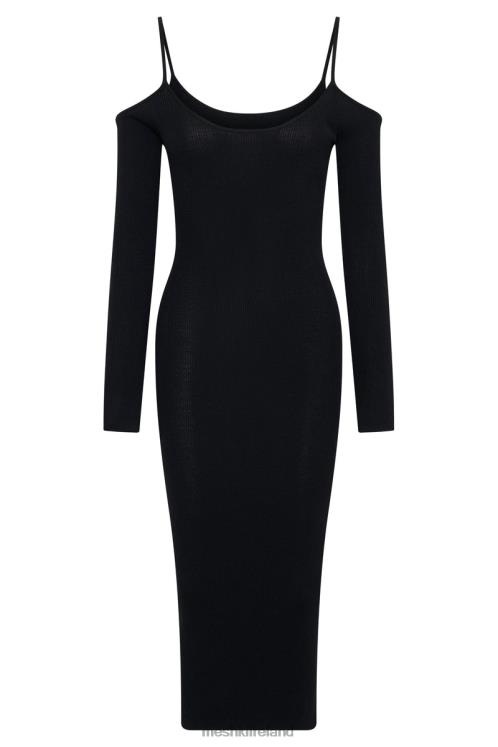 Meshki Shea Off Shoulder Knit Midi Dress Clothing Black 6DX22228