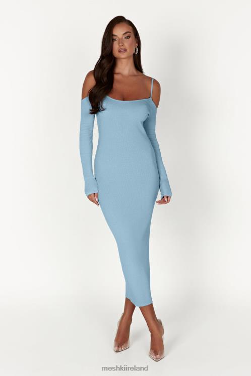 Meshki Shea Off Shoulder Knit Midi Dress Clothing Powder Blue 6DX22439