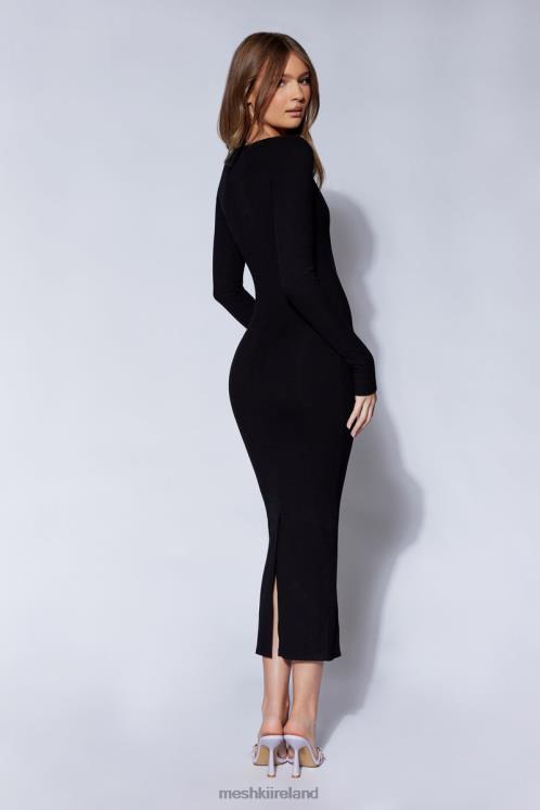 Meshki Sierra Scoop Neck Long Sleeve Midi Dress Clothing Black 6DX22311