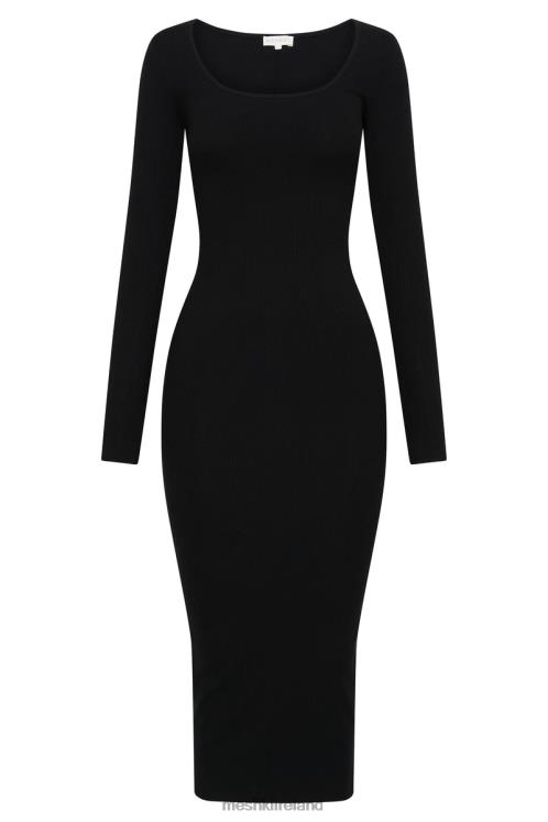 Meshki Sierra Scoop Neck Long Sleeve Midi Dress Clothing Black 6DX22311