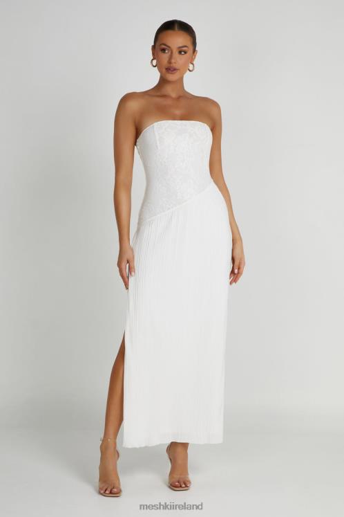 Meshki Skye Lace Plisse Strapless Midi Dress Clothing White 6DX22305