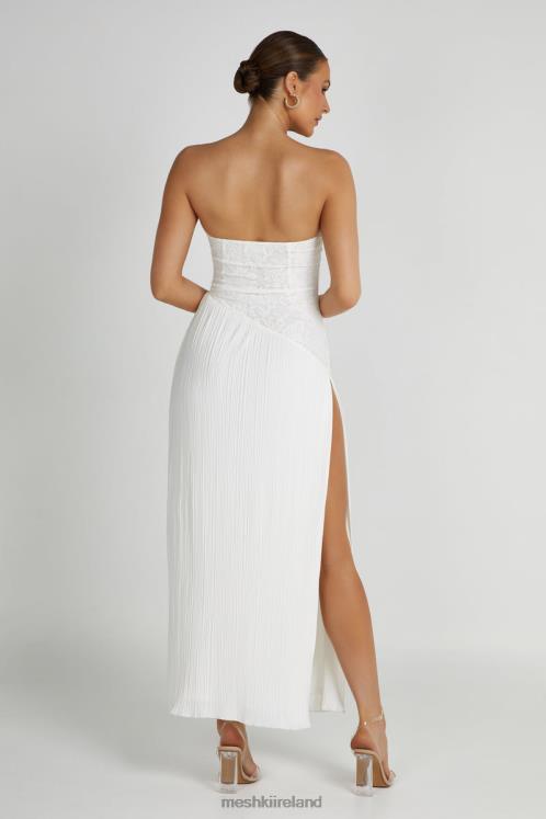 Meshki Skye Lace Plisse Strapless Midi Dress Clothing White 6DX22305