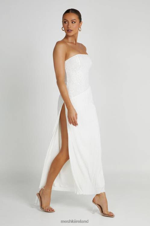 Meshki Skye Lace Plisse Strapless Midi Dress Clothing White 6DX22305