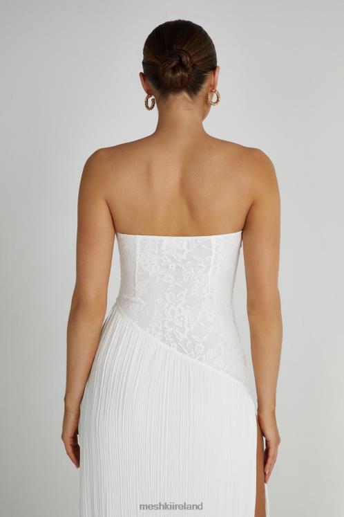 Meshki Skye Lace Plisse Strapless Midi Dress Clothing White 6DX22305