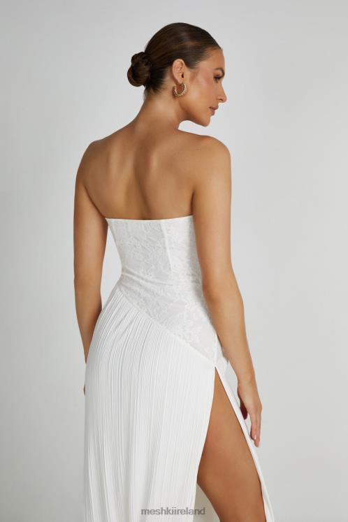 Meshki Skye Lace Plisse Strapless Midi Dress Clothing White 6DX22305