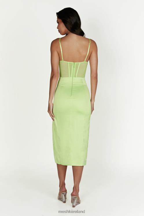 Meshki Talisa Chain Strap Side Split Corset Midi Dress Clothing Pistachio Green 6DX22612