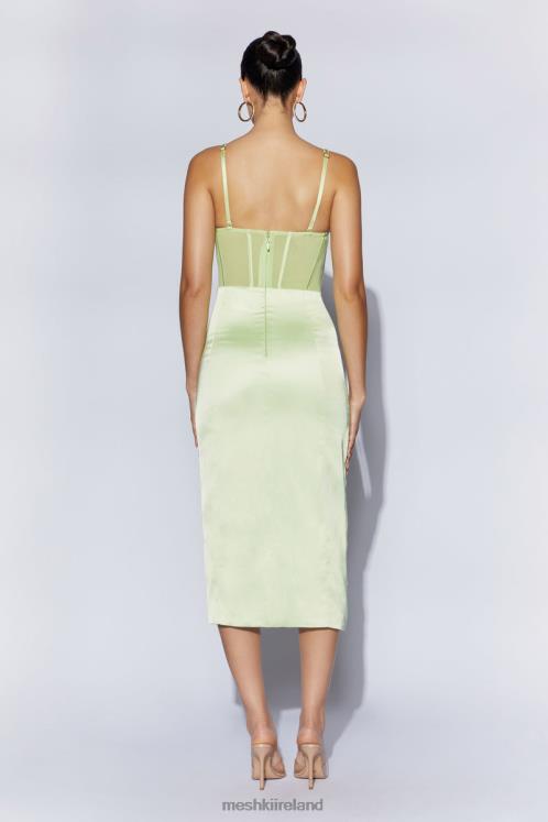 Meshki Talisa Chain Strap Side Split Corset Midi Dress Clothing Pistachio Green 6DX22612