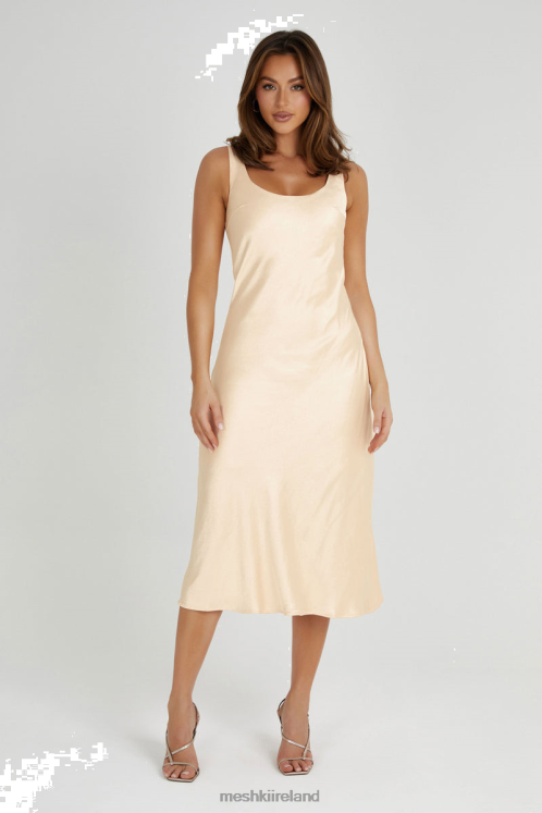 Meshki Tamara Satin Iridescent Slip Midi Dress Clothing Apricot 6DX22292