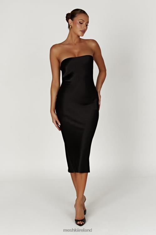 Meshki Tyler Strapless Satin Midi Dress Clothing Black 6DX22568