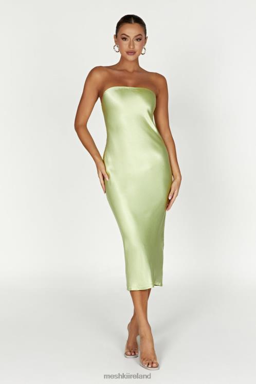 Meshki Tyler Strapless Satin Midi Dress Clothing Pistachio Green 6DX22343