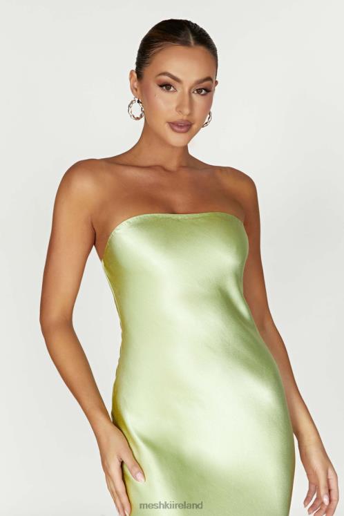 Meshki Tyler Strapless Satin Midi Dress Clothing Pistachio Green 6DX22343