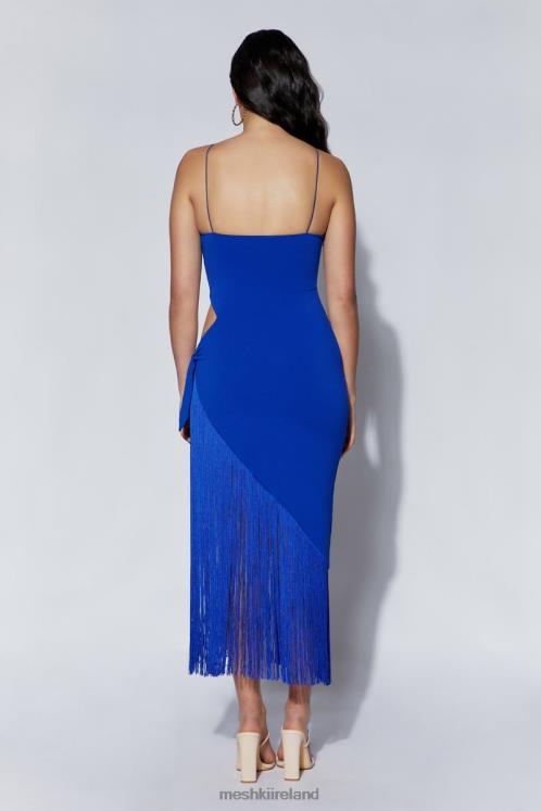 Meshki Yasmin Wrap Over Midi Dress With Fringing Clothing Persian Blue 6DX22515