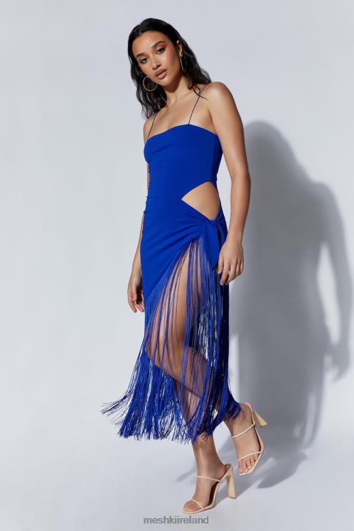 Meshki Yasmin Wrap Over Midi Dress With Fringing Clothing Persian Blue 6DX22515