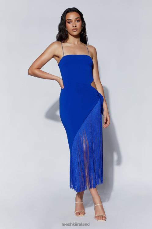 Meshki Yasmin Wrap Over Midi Dress With Fringing Clothing Persian Blue 6DX22515