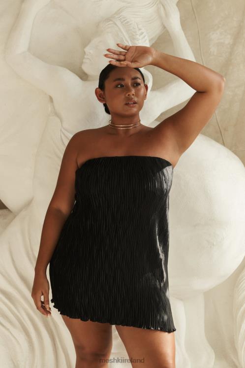Meshki Athena Plisse Mini Shift Dress Clothing Black 6DX22320