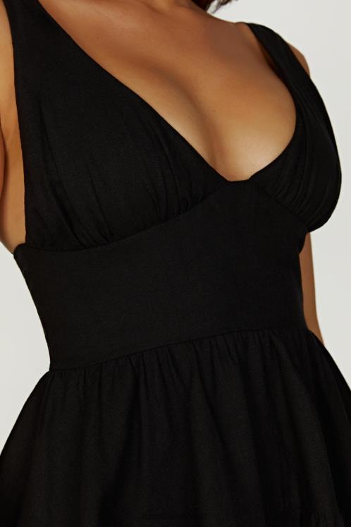 Meshki Aurelia Linen Mini Dress Clothing Black 6DX22212