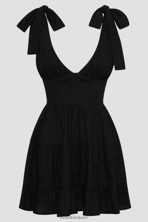 Meshki Aurelia Linen Mini Dress Clothing Black 6DX22212
