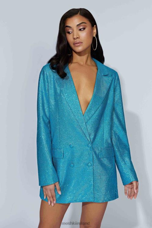 Meshki Becky Shimmer Oversized Blazer Dress Clothing Aquamarine 6DX22747
