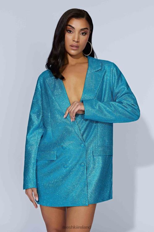 Meshki Becky Shimmer Oversized Blazer Dress Clothing Aquamarine 6DX22747