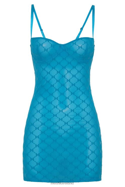 Meshki Cherie Mesh Monogram Mini Dress Clothing Aquamarine 6DX22694