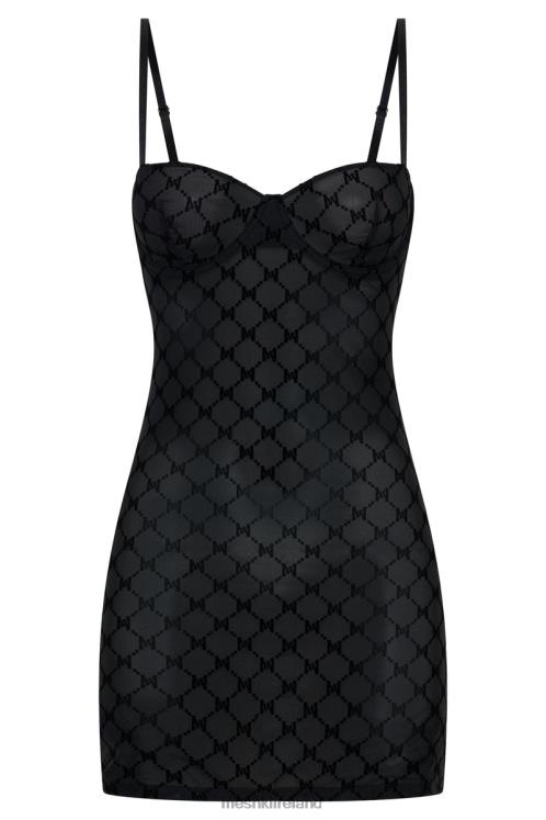Meshki Cherie Mesh Monogram Mini Dress Clothing Black 6DX22703