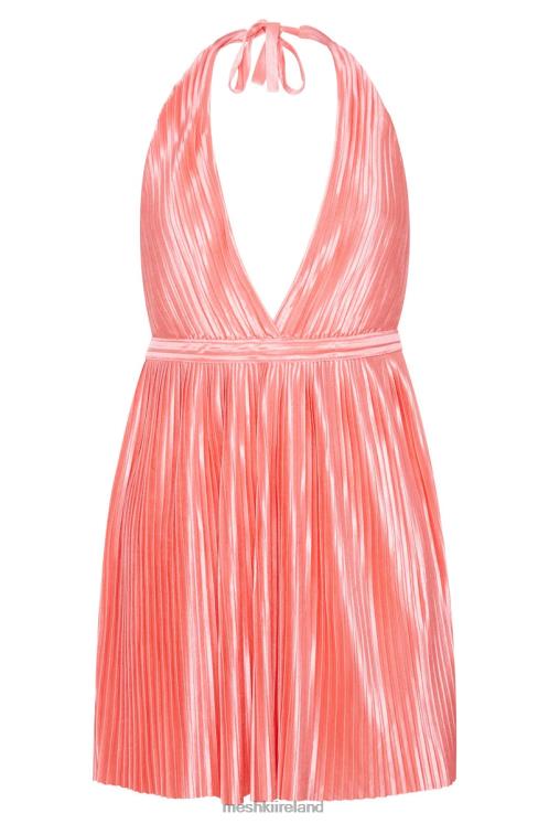 Meshki Darya Pleated Mini Halter Dress Clothing Rosewater 6DX22603