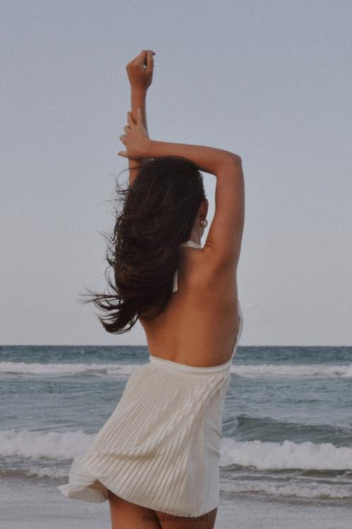 Meshki Darya Pleated Mini Halter Dress Clothing Wheat 6DX22665